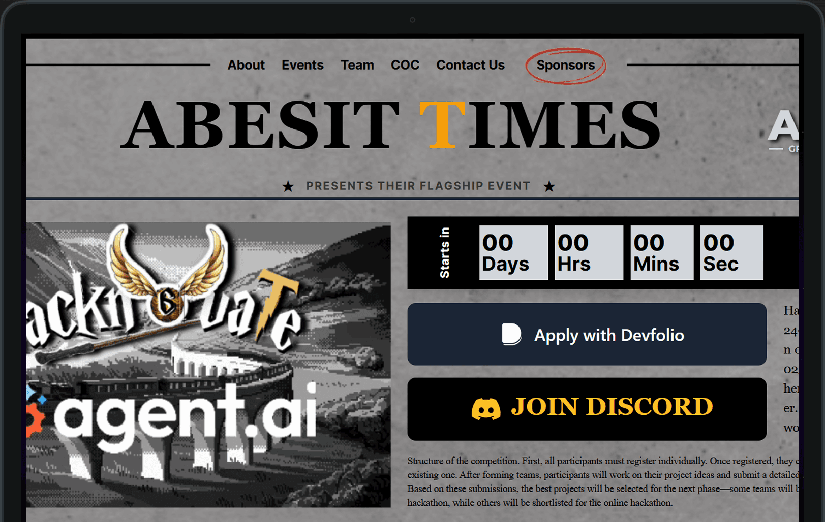 Website for flagship Event